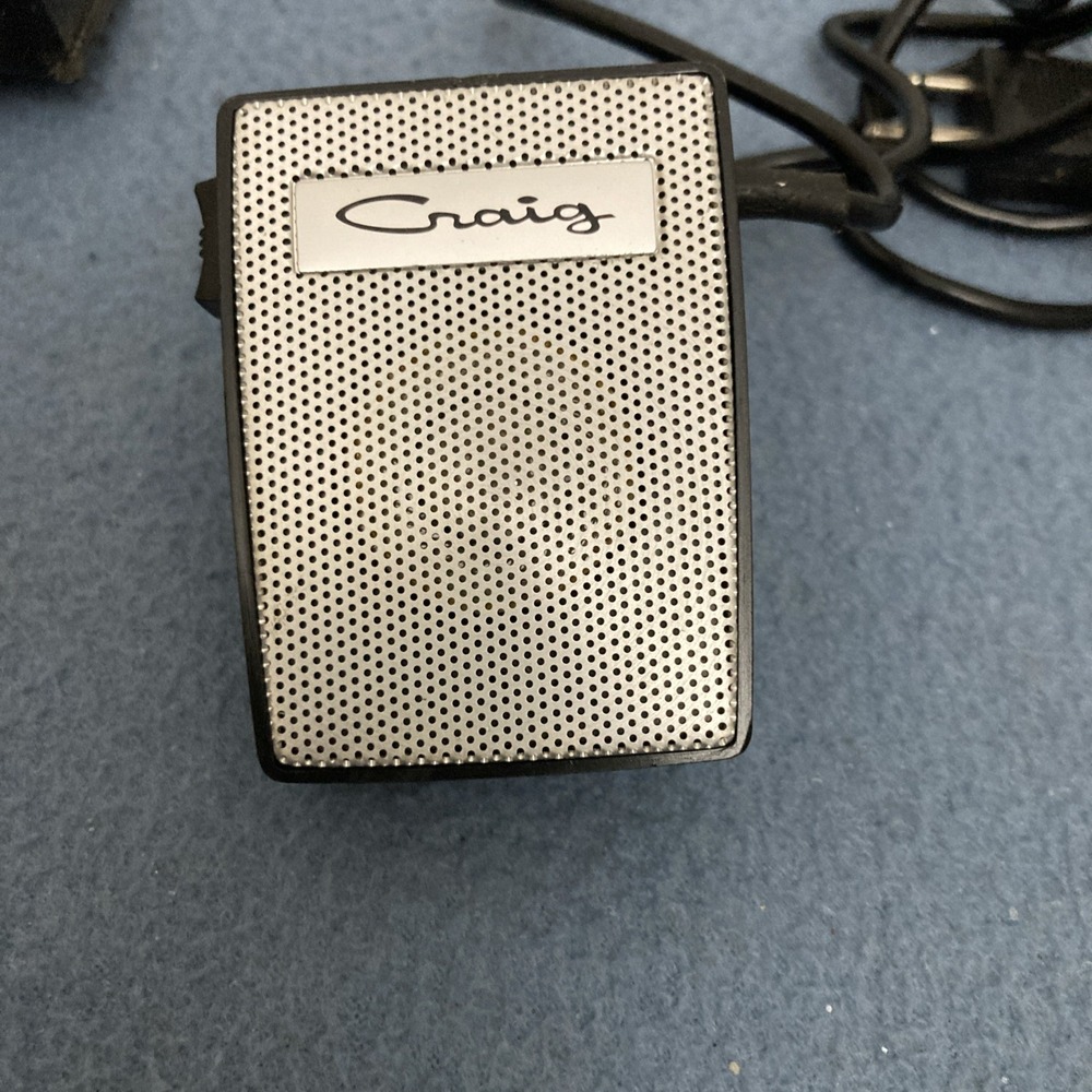 Vintage CRAIG Cassette Recorder / Dictaphone Microphone Cord w/Two-Prongs & Case